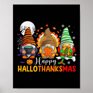 Affiche Gnomes Halloween Thanksgiving Christmas Happy Hall