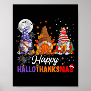 Affiche Gnomes Halloween Thanksgiving Christmas Happy Hall