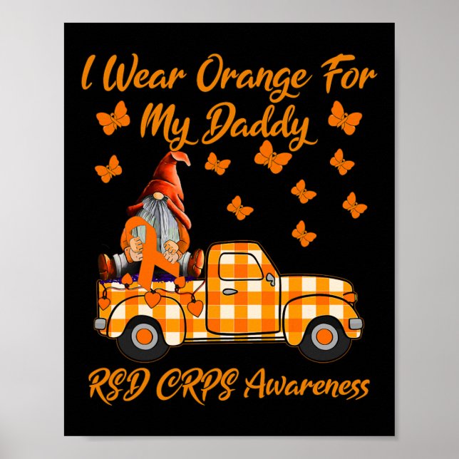 Affiche Gnomes Je Porte Orange Pour Mon Papa RSD CRPS (Devant)