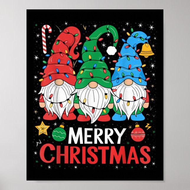 Affiche Gnomes Joyeux Noël Lumière Famille Gnome Xmas Mat (Devant)