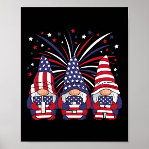 Affiche Gnomes Patriotiques 4 Juillet États-Unis Hommes Fe