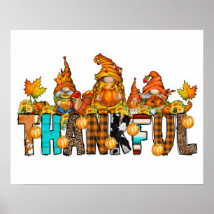 Affiche Gnomes reconnaissants automne Action de grâce citr
