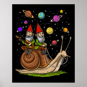 Affiche Gnomes Riding Snail