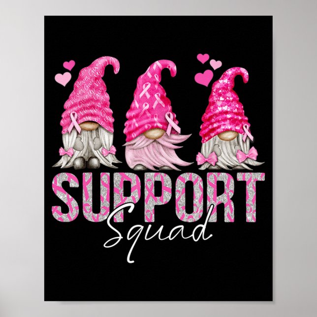Affiche Gnomies amusantes Soutien Squad Cancer du sein Pri (Devant)