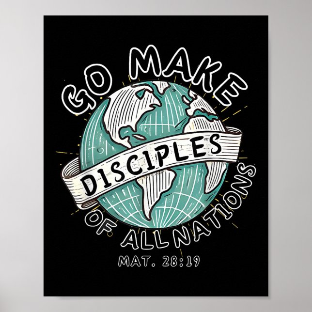 Affiche Go Make Disciples Of All Nations Retro World Map C (Devant)