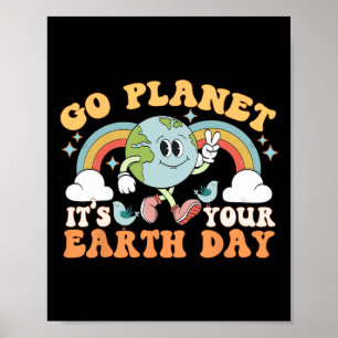 Affiche Go Planet C'est votre Jour des terres Super Retro