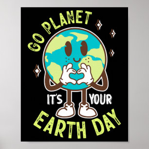 Affiche Go Planet Son Jour des terres Cute Kawaii Earth Bo