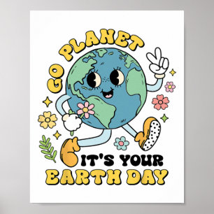 Affiche Go Planet Your Jour des terres Climate Change Scie