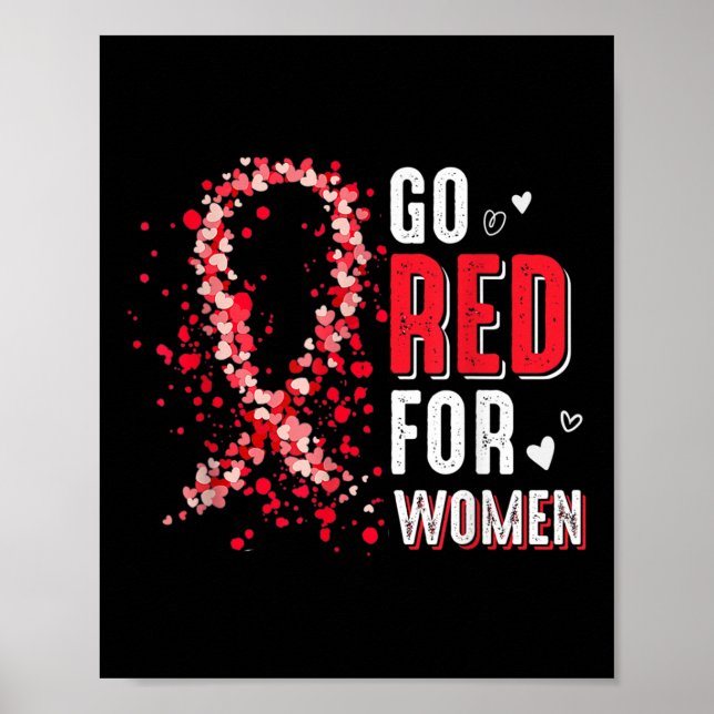 Affiche Go Red For Women Ribbon Heart Disease Awareness Mo (Devant)