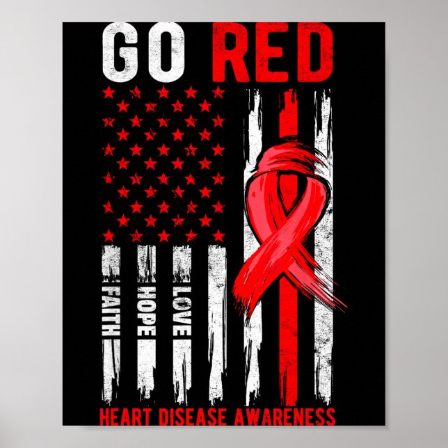 Affiche Go Red Heart Disease Suprt Flag - Heart Disease Aw (Devant)
