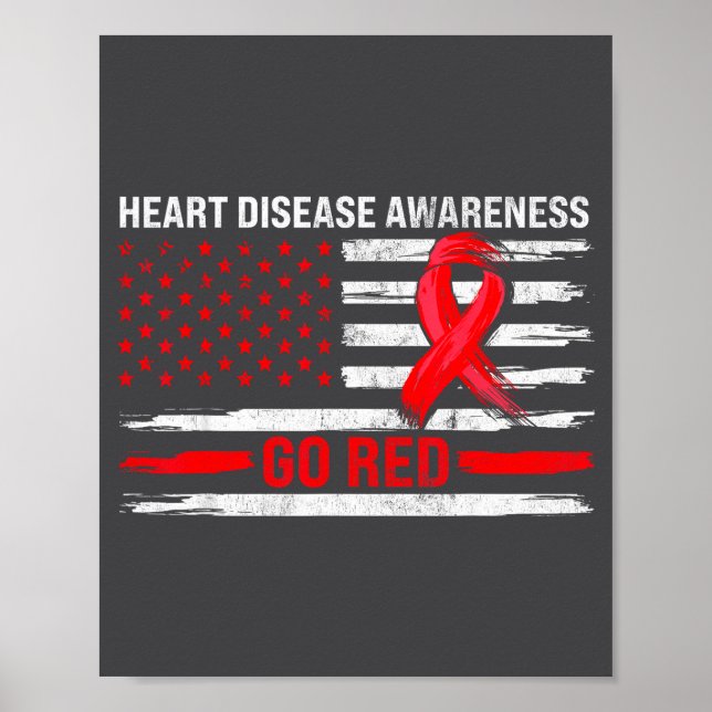 Affiche Go Red Heart Disease Suprt Flag - Heart Disease Aw (Devant)