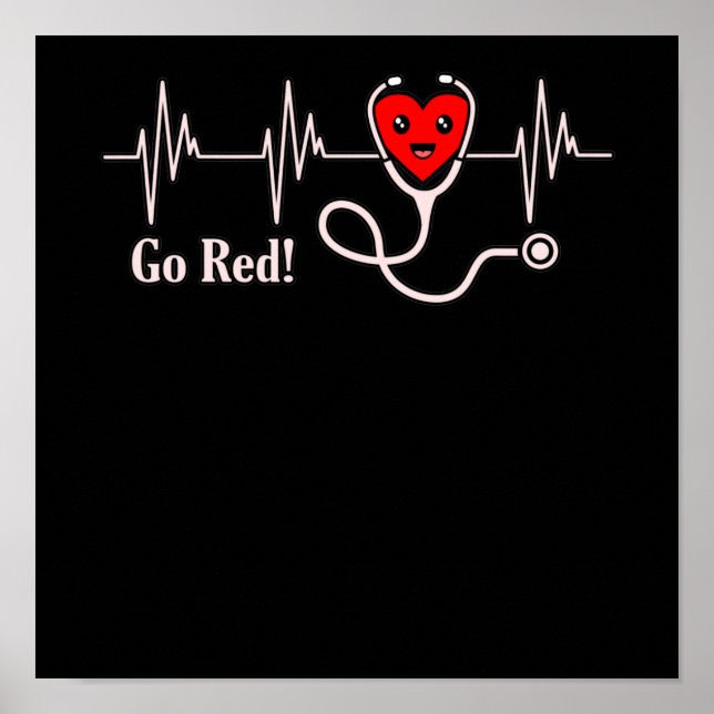 Affiche Go Red Heartbeat Heart Disease (Devant)