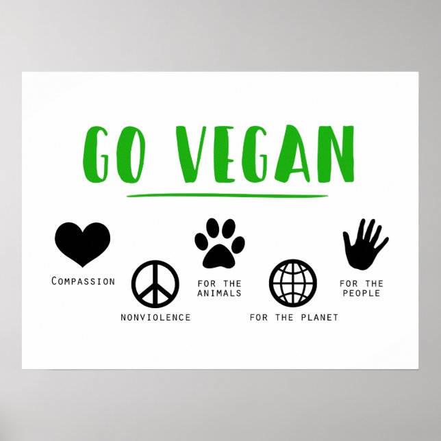 Affiche Go Vegan De l'environnement Compassion Veganism (Devant)
