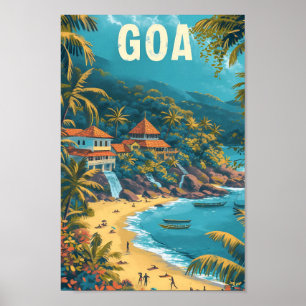 Affiche Goa Beach Inde Art Vintage Illustration de voyage