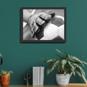 Affiche Goalkeeper de football Gants Black Minimaliste Pho