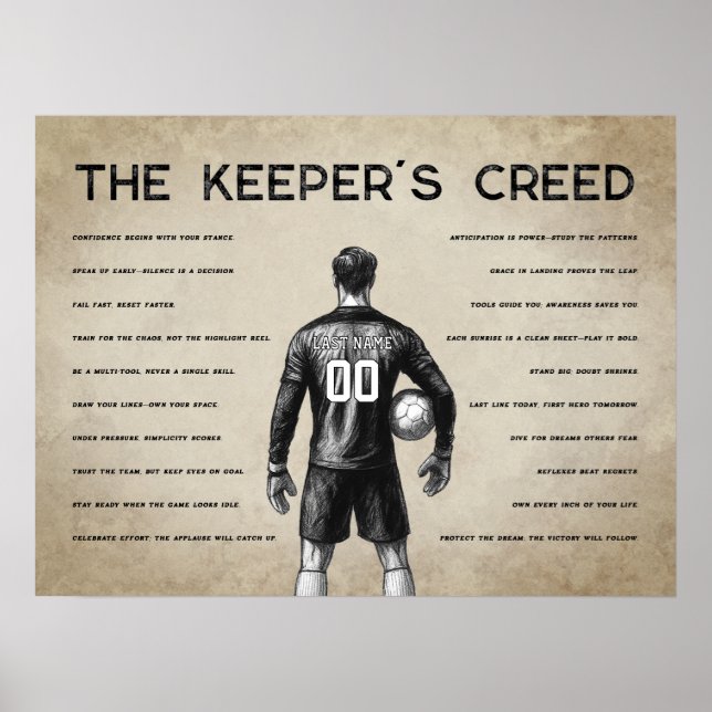 Affiche Goalkeeper de soccer personnalisé Keeper's Creed (Devant)