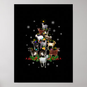 Affiche Goat Christmas Tree Snow Goat Xmas