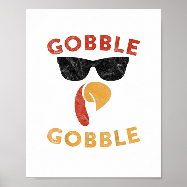 Affiche Gobble Gobble Turquie Thanksgiving Day Cadeaux Vin (Devant)