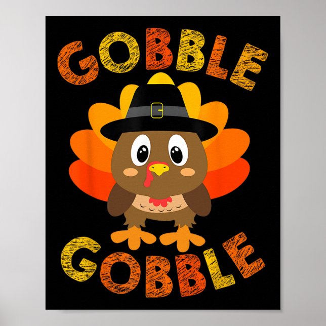 Affiche Gobble Turquie Petits garçons Filles Enfants Thank (Devant)