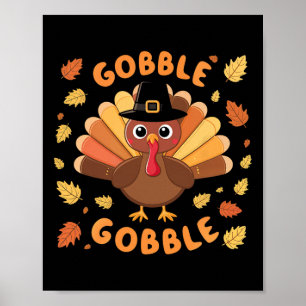 Affiche Gobble Turquie Thanksgiving automne automne automn