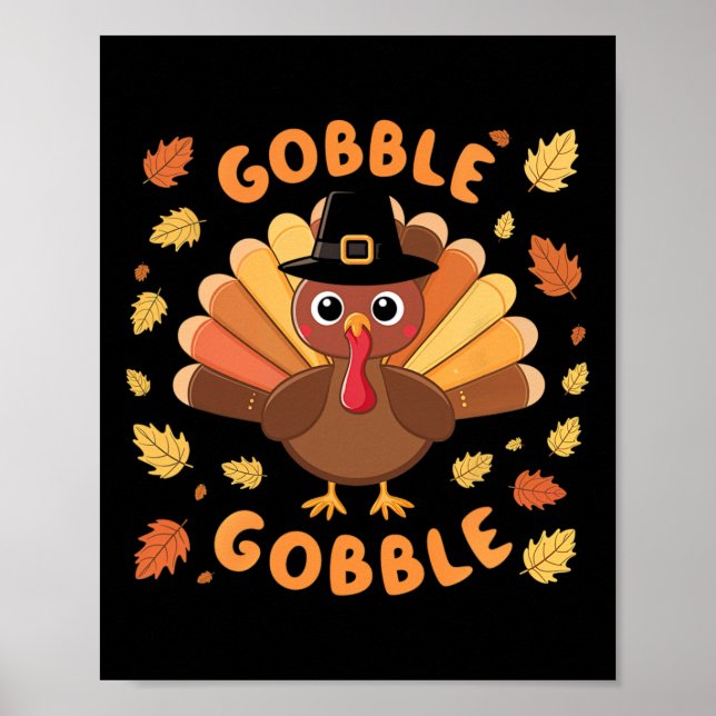 Affiche Gobble Turquie Thanksgiving automne automne automn (Devant)