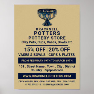 Affiche Gobelet en céramique, Boutique de poterie, Potters
