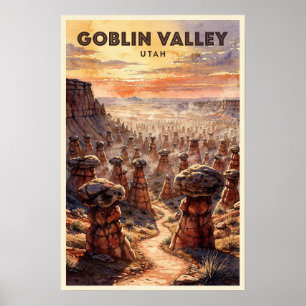 Affiche Goblin Valley Utah Voyage Rétro