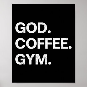 Affiche God Coffee Gym Funny Christian Workout Tee Jesus M