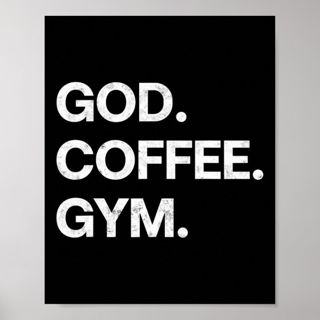 Affiche God Coffee Gym Funny Christian Workout Tee Jesus M (Devant)