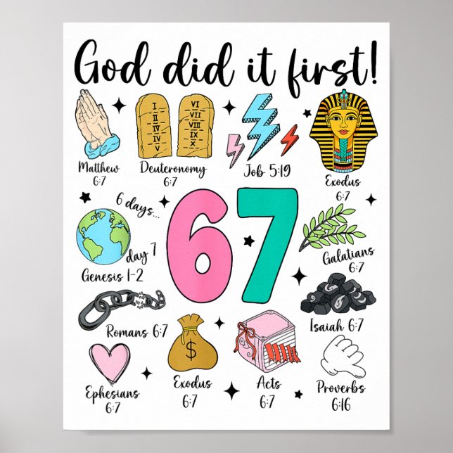 Affiche God Did It First 67 Six Seven Meme Jesus Christ Bi (Devant)