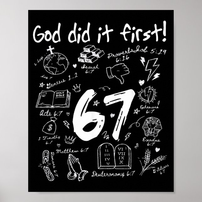Affiche God Did It First Funny Christian 6 7 Six Seven  (Devant)