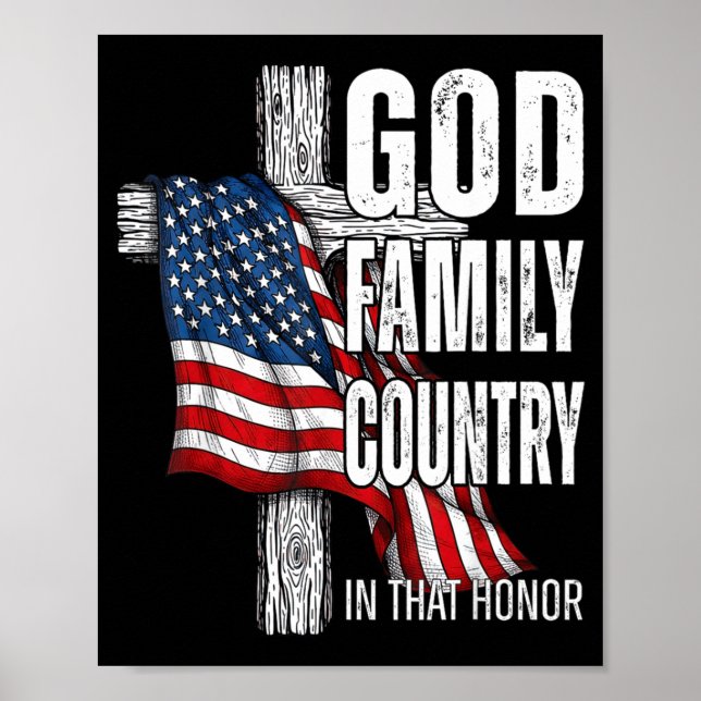 Affiche God Family Country American Flag Christian Patriot (Devant)