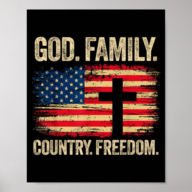 Affiche God Family Country Dom Usa Flag Cross  (Devant)