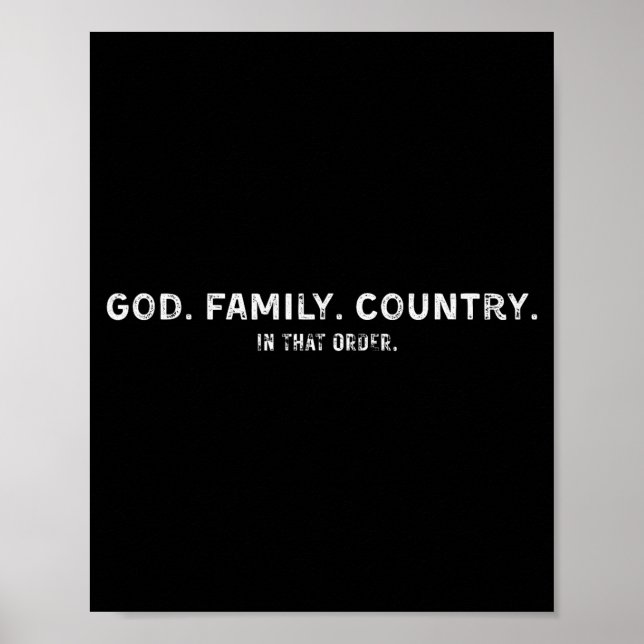 Affiche God Family Country In That Order  (Devant)