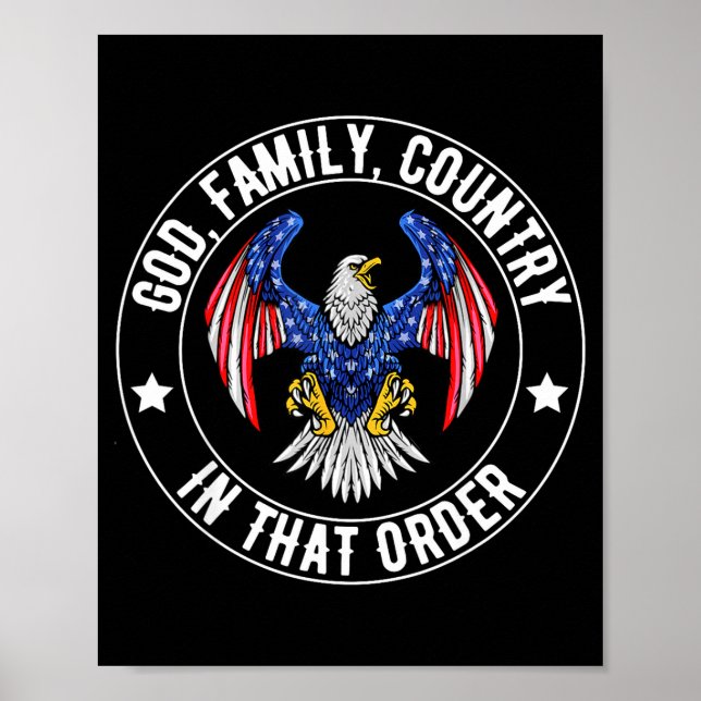 Affiche God Family Country In That Order Christian Patriot (Devant)