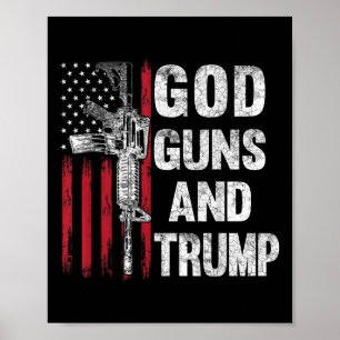 Affiche God Guns Et Trump 2e Amendement Drapeau Ar15