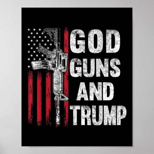 Affiche God Guns Et Trump 2e Amendement Drapeau Ar15 (Devant)