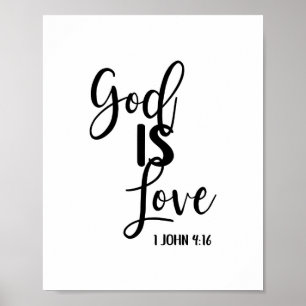 Affiche God is Love Bible Verse Christian Scripture Print