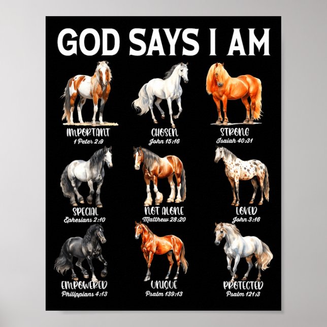 Affiche God Says I Am Horse Christian Girl Teen Boy Bible  (Devant)