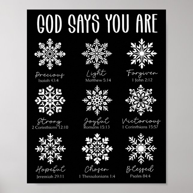 Affiche God Says You Are Christian Snowflake Christmas Bib (Devant)
