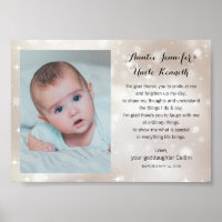 Godchild Photo Godparents Poème sur Gold Stars