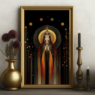 Affiche Goddess celtique Brigid Arc-en-ciel Gold Black Art