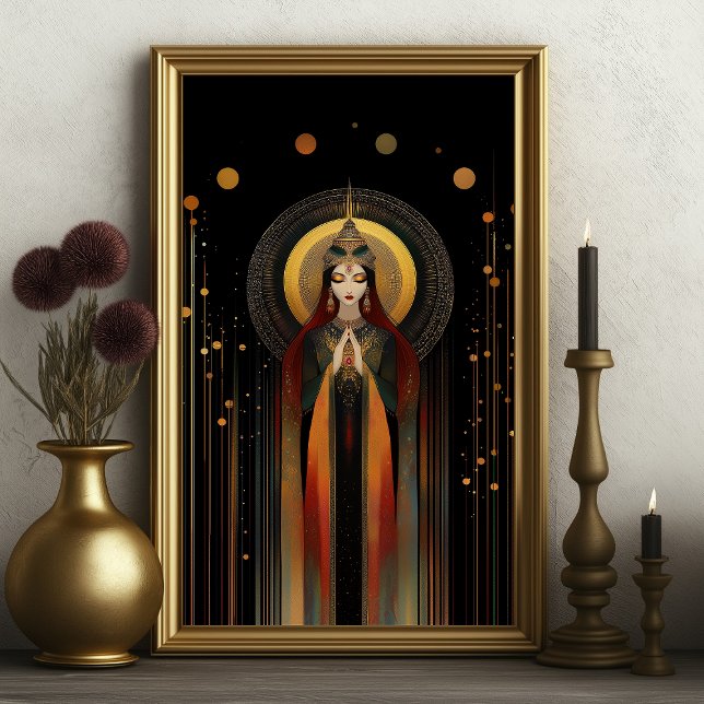 Affiche Goddess celtique Brigid Arc-en-ciel Gold Black Art (Créateur téléchargé)