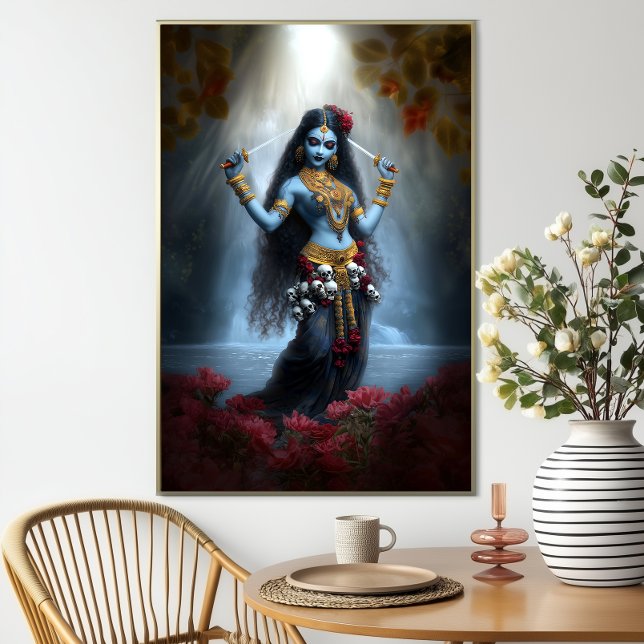 Affiche Goddess Kali Ma Blue Floral Waterfall Fantasy Art (Créateur téléchargé)