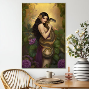 Affiche Goddess Lilith dans le jardin d'Eden Snake Art