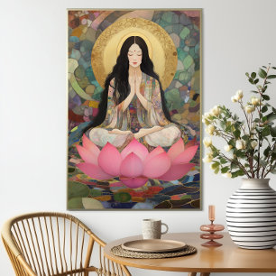 Affiche Goddess Quan Yin Art Imprimer : Lotus de mosaïque 