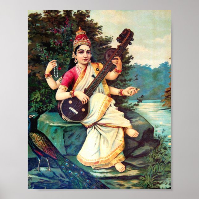 Affiche Goddess Saraswati By Raja Ravi Varma (Devant)