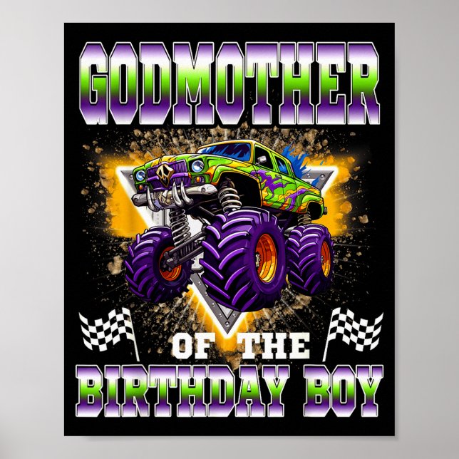 Affiche Godmother Of The Birthday Boy Monster Truck Birthd (Devant)