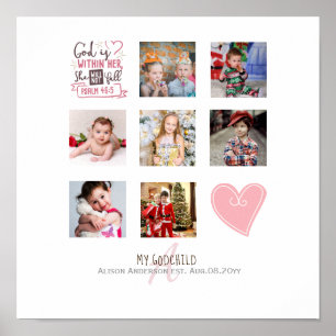 Affiche GODMOTHER PHOTO COLLAGE Cadeau avec verset peut mo