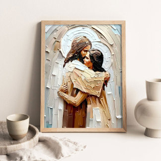 Affiche God's Whisper, Christian Art, Digital Jesus Portra